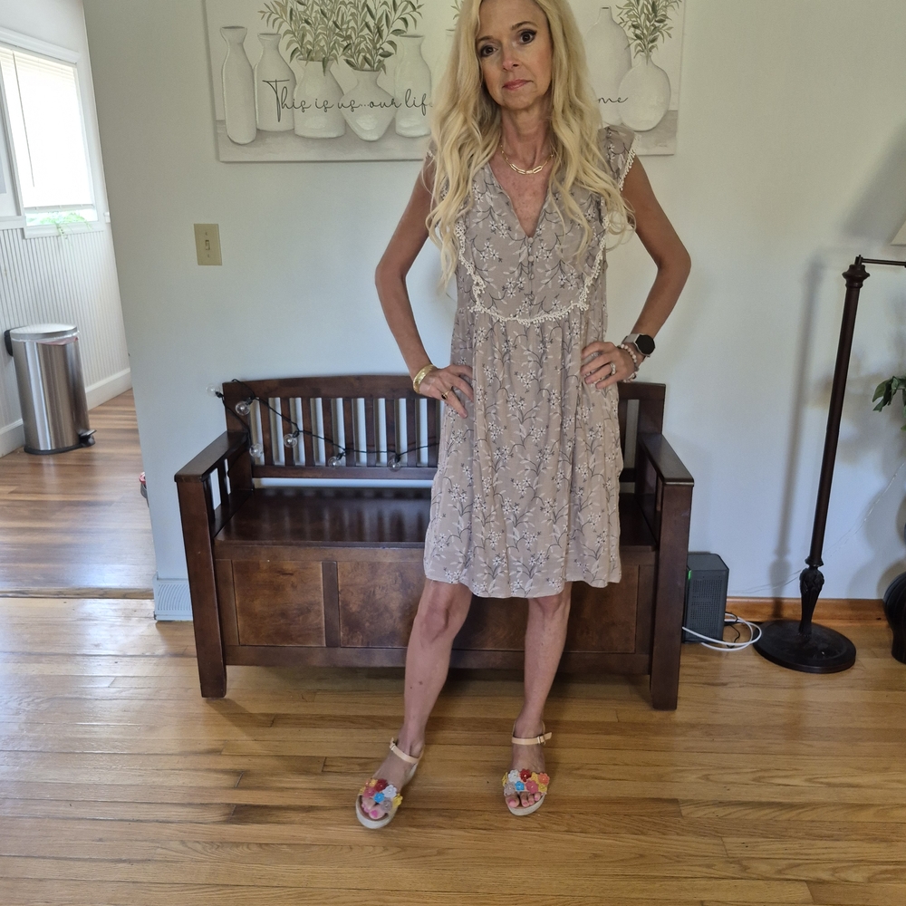Umgee Floral Lace Midi Dress - Cream
